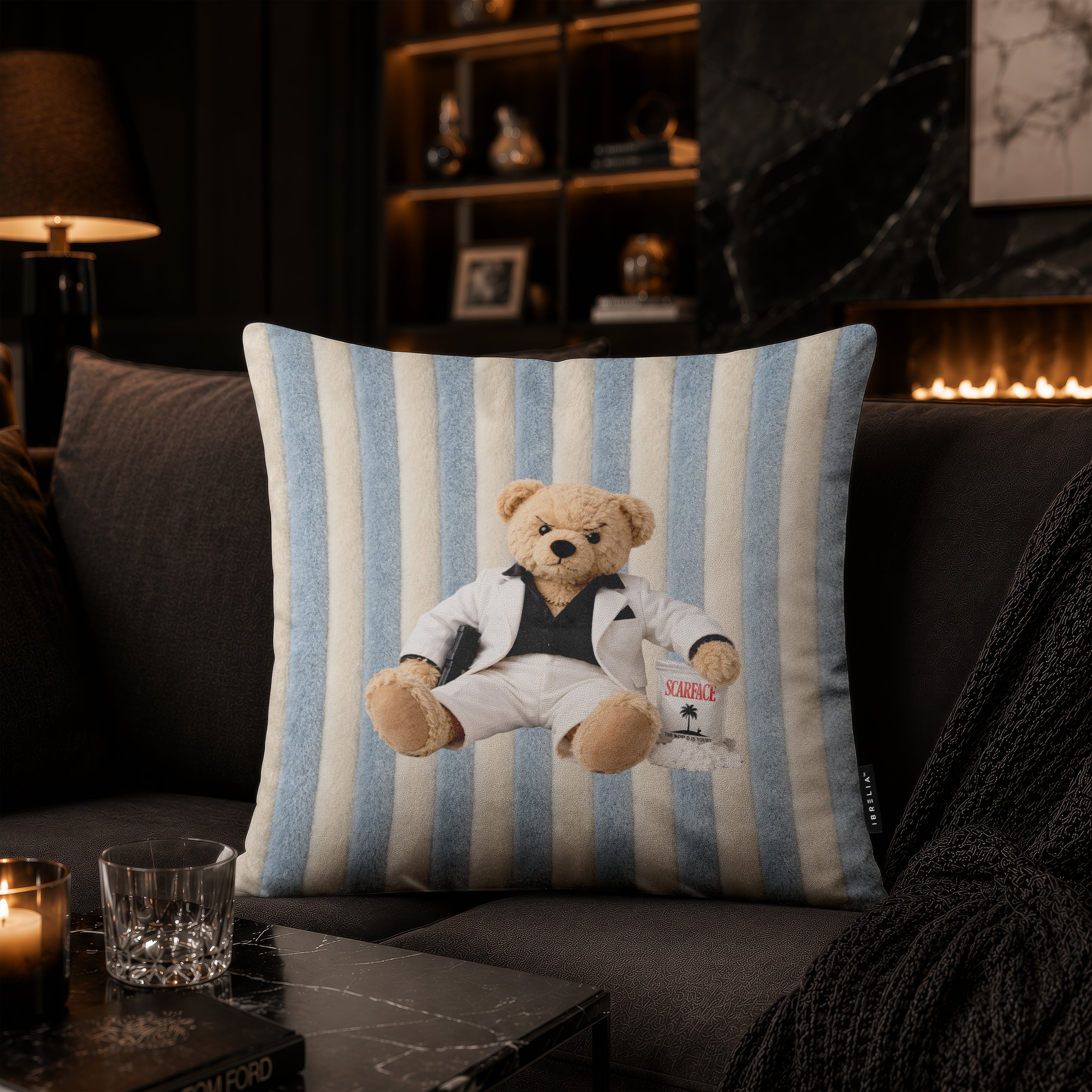 Tony Montana Teddy Bear Cushion | Premium Velvet Suede | Double-Sided Print