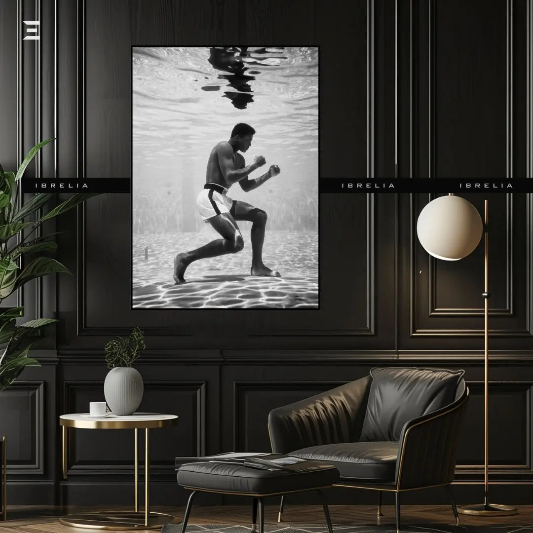 Premium Resin Coated Wall Art – Muhammad Ali Underwater Boxing Frame | IBRELIA Pakistan IBRELIA