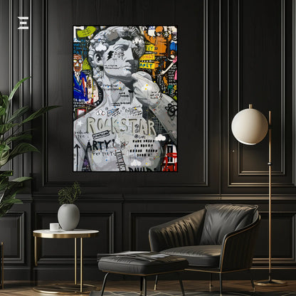 Michelangelo’s David Graffiti Pop Art Resin Wall Art – “Rockstar” Edition | IBRELIA IBRELIA