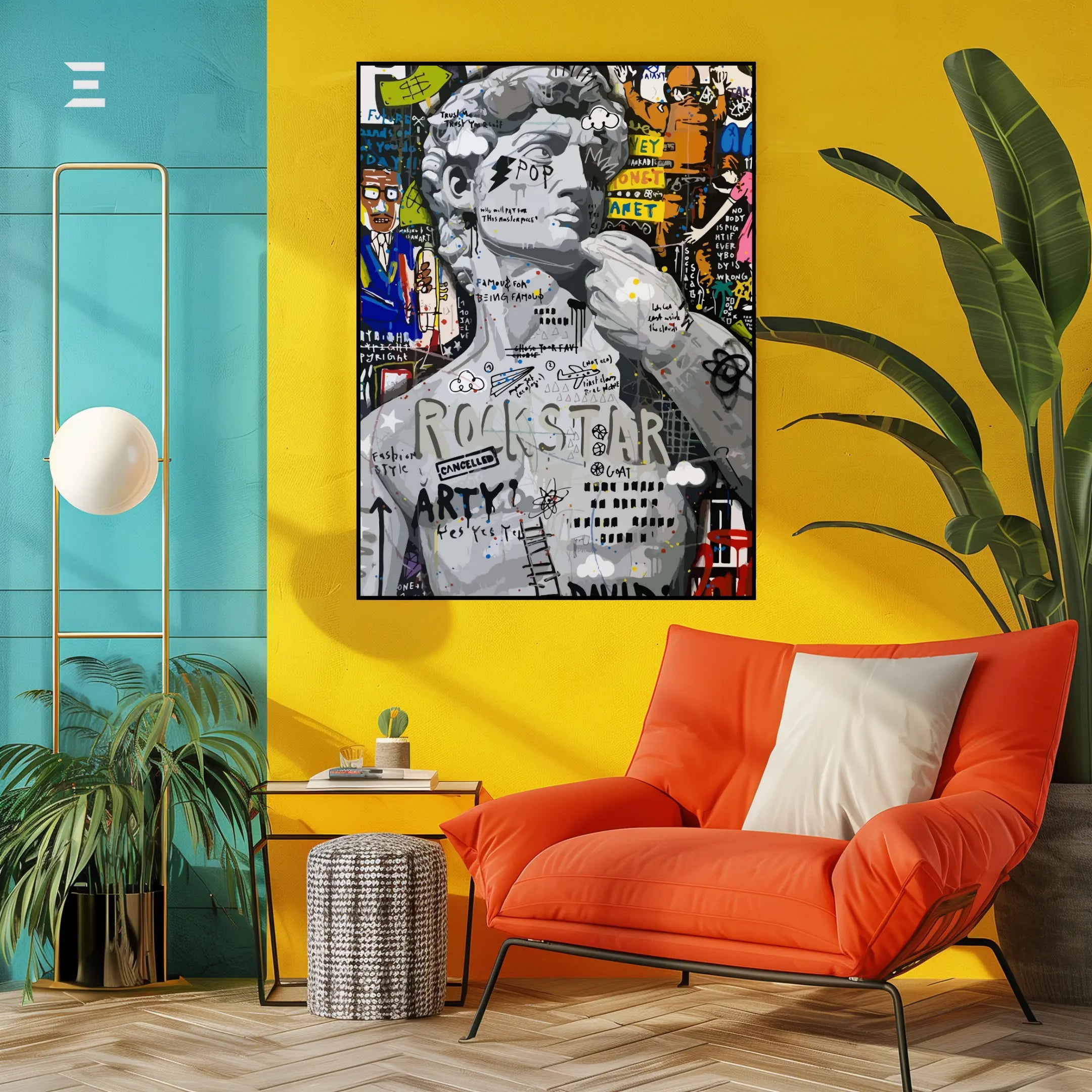 Michelangelo’s David Graffiti Pop Art Resin Wall Art – “Rockstar” Edition | IBRELIA IBRELIA