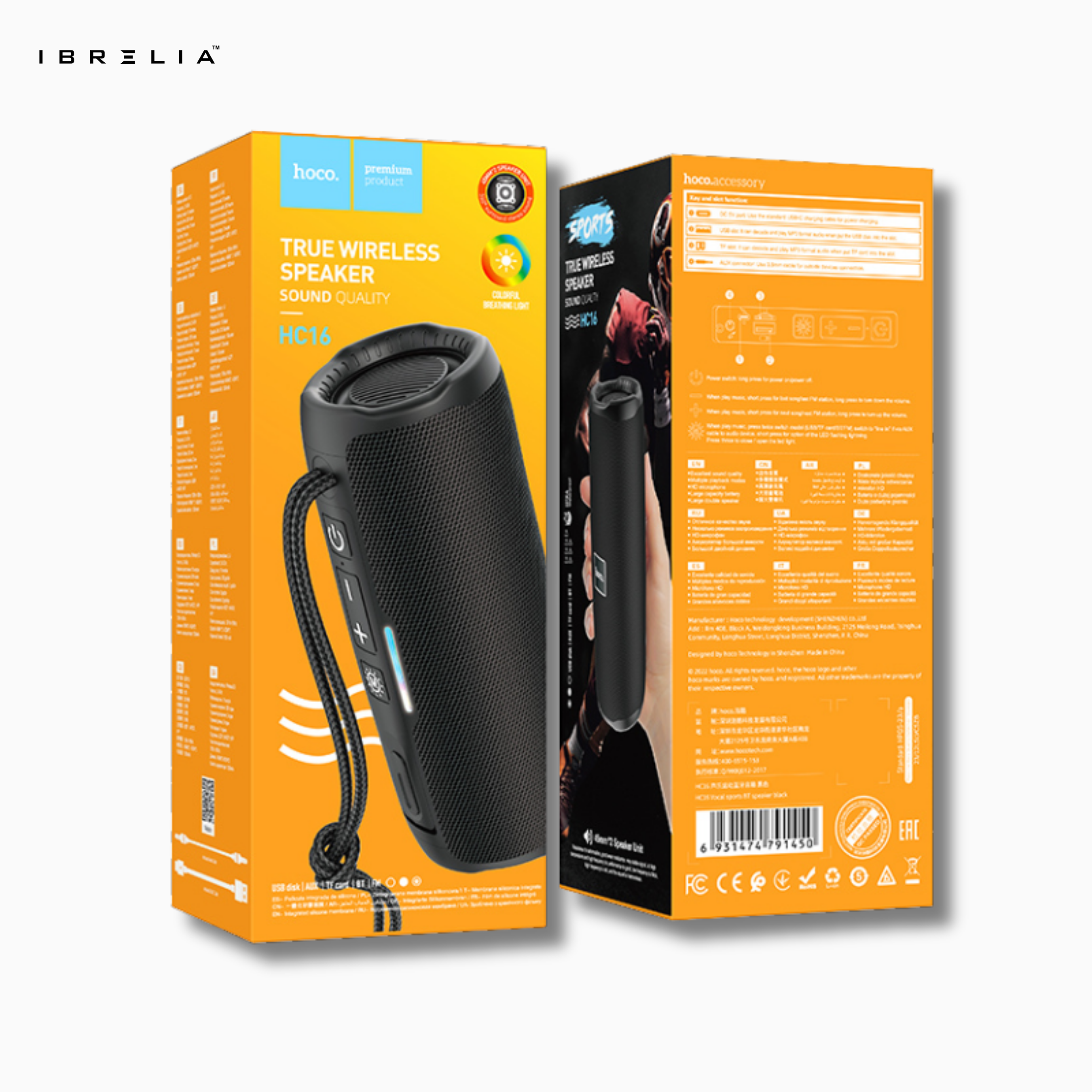 HOCO HC16 Vocal Sports BT Speaker | Dual 5W Drivers | TWS Wireless Sound | Portable Outdoor Speaker | IBRELIA™