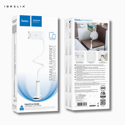 HOCO HD10 Universal Lazy Stand – Flexible Long Arm Holder for Phone & Tablet (Black / White) | IBRELIA™