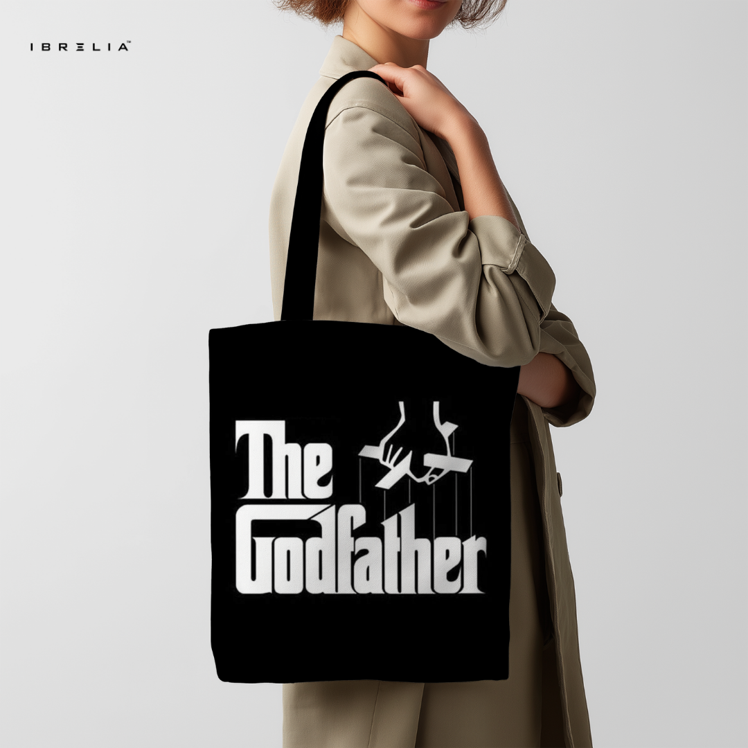 IBRELIA™ Mafia Classic Tote Bag – Vintage Cinema Inspired Black Tote with Premium Print & Velvet Handles IBRELIA