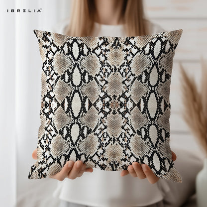 Snake Skin Pattern Cushion – 15x15 Inch Decorative Pillow | Exotic Texture Design Cushion | Double-Sided Print | Premium Fibre Filling | IBRELIA™ IBRELIA
