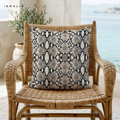 Snake Skin Pattern Cushion – 15x15 Inch Decorative Pillow | Exotic Texture Design Cushion | Double-Sided Print | Premium Fibre Filling | IBRELIA™ IBRELIA