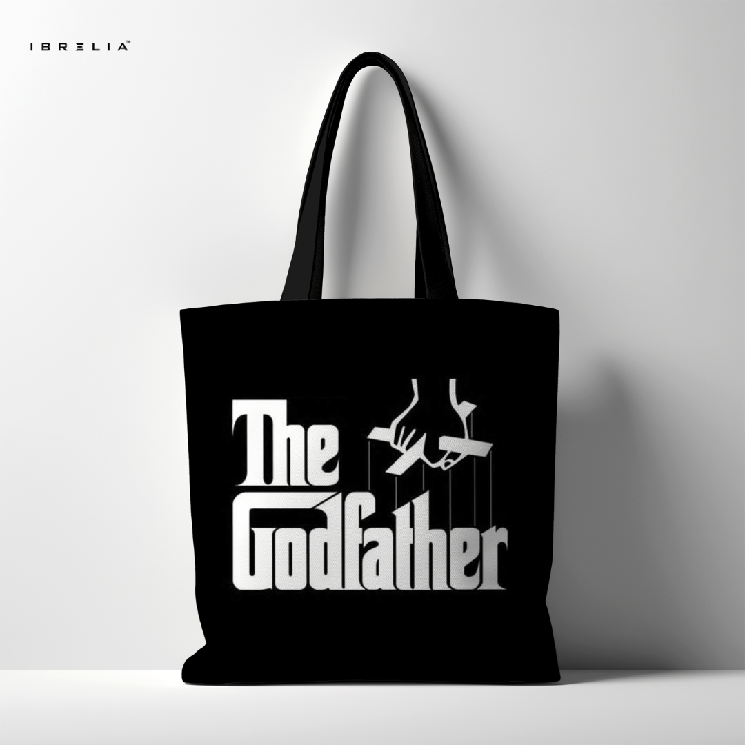IBRELIA™ Mafia Classic Tote Bag – Vintage Cinema Inspired Black Tote with Premium Print & Velvet Handles IBRELIA