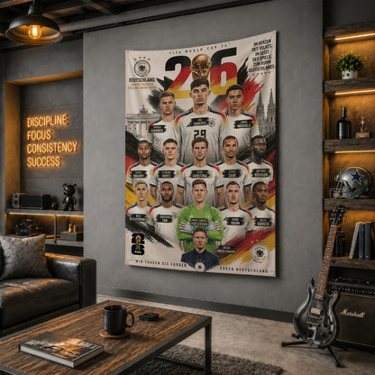 Germany National Team – FIFA World Cup 2026 Squad – Premium Jute Fabric Tapestry – IBRELIA™