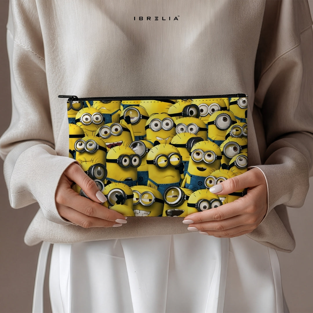 Cute Yellow Minions Makeup & Pencil Pouch – Double-Sided Print – IBRELIA™