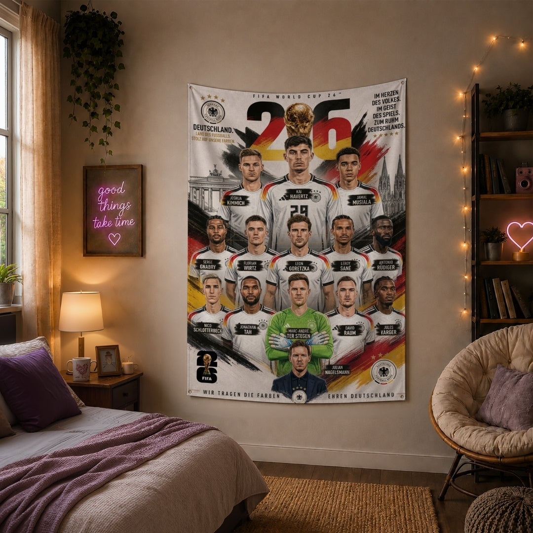 Germany National Team – FIFA World Cup 2026 Squad – Premium Jute Fabric Tapestry – IBRELIA™
