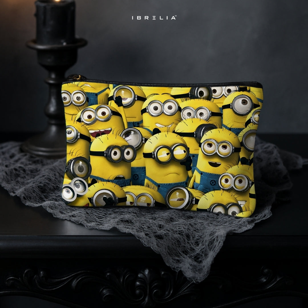 Cute Yellow Minions Makeup & Pencil Pouch – Double-Sided Print – IBRELIA™