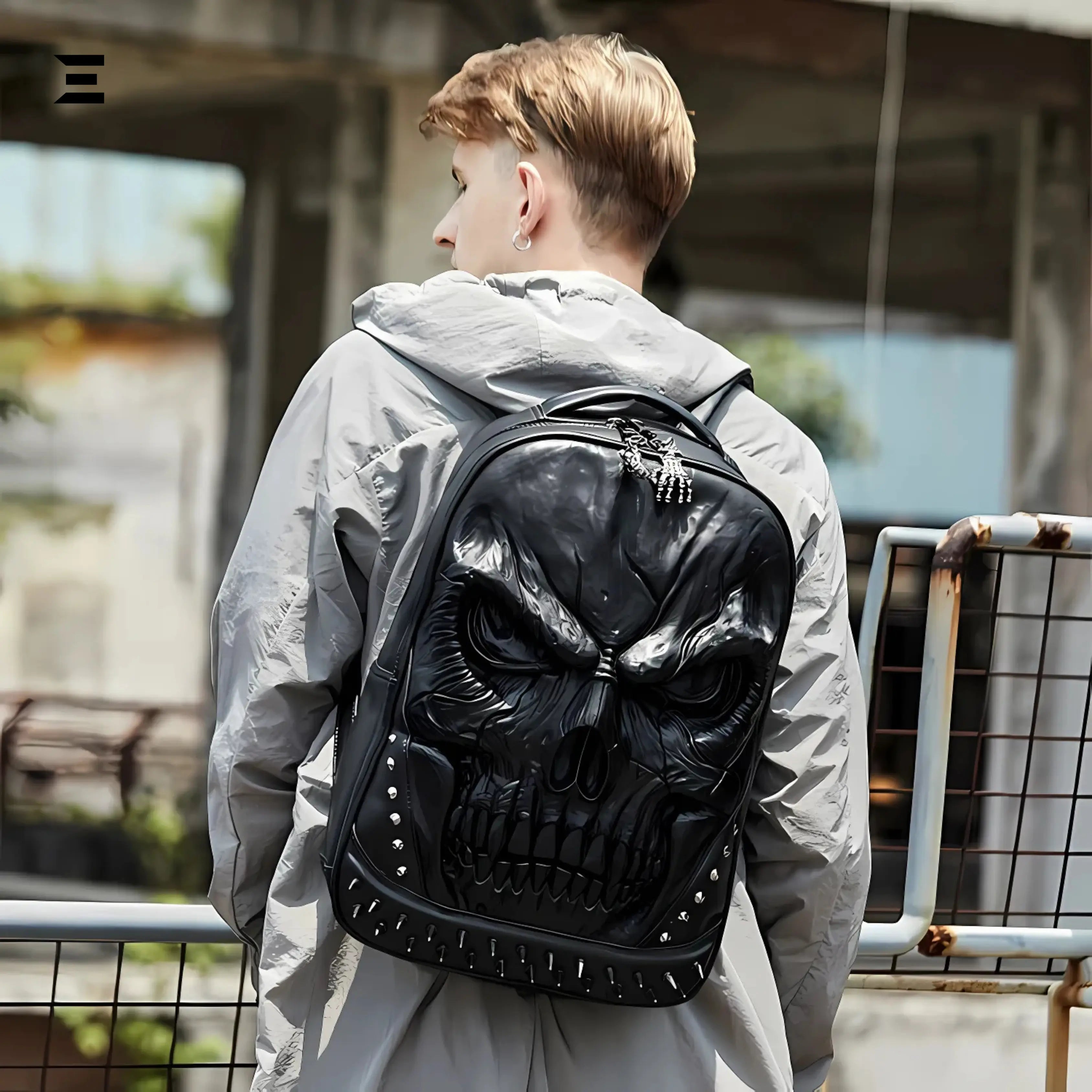 3D Skull Backpack – PU Leather Rock Style Laptop & Travel Bag - IBRELIA™ IBRELIA