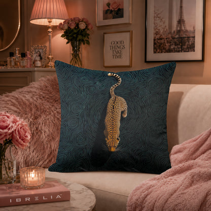 Majestic Leopard Art Cushion | Premium Velvet Suede | Double-Sided Print