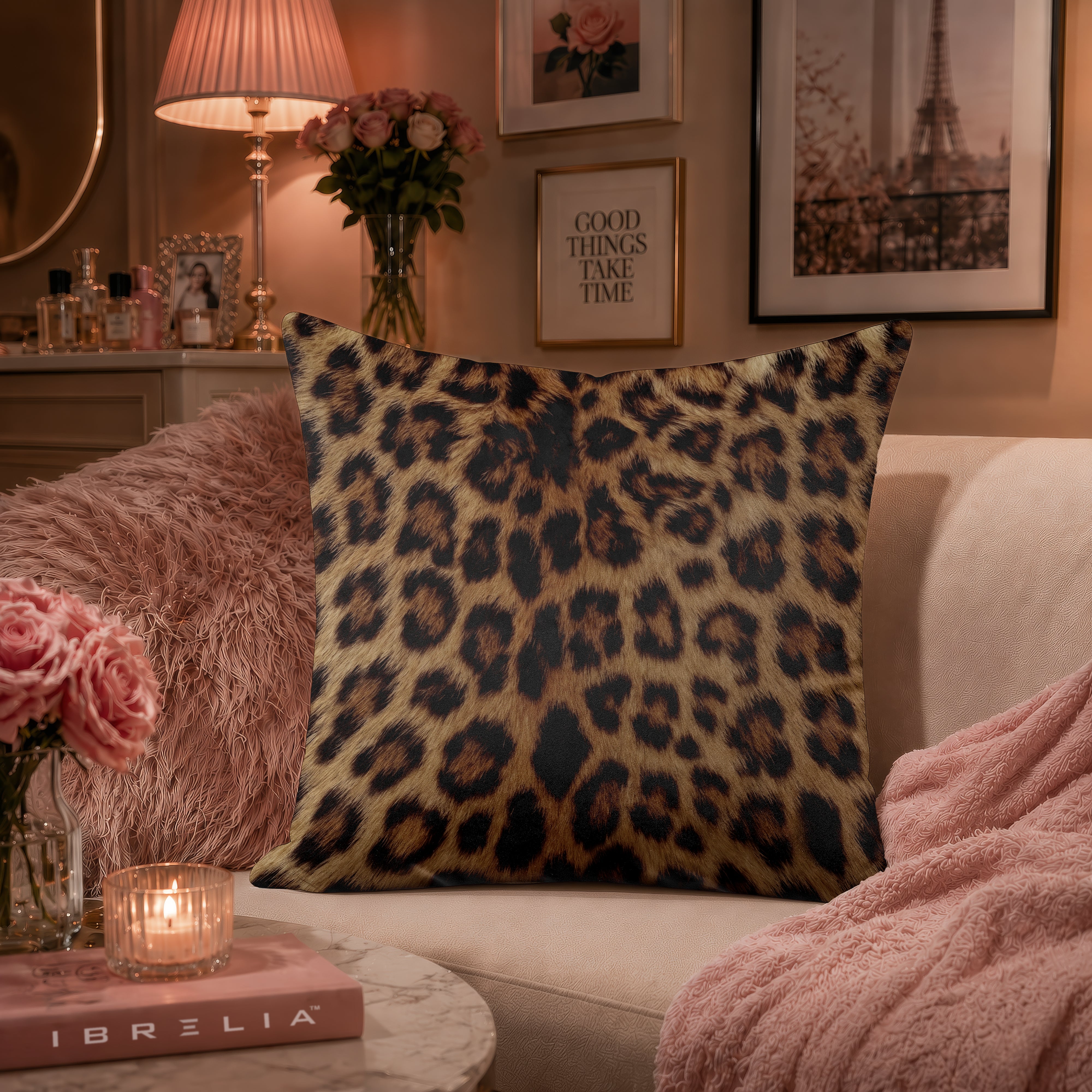 Luxury Leopard Print Cushion | Premium Velvet Suede | Double-Sided Print
