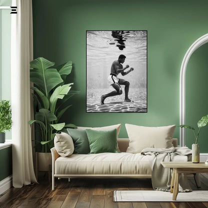 Premium Resin Coated Wall Art – Muhammad Ali Underwater Boxing Frame | IBRELIA Pakistan IBRELIA