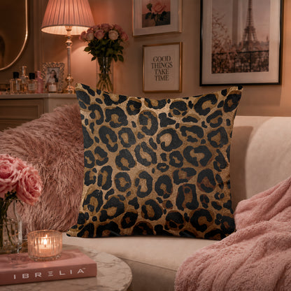 Classic Leopard Print Cushion | Premium Velvet Suede | Double-Sided Print