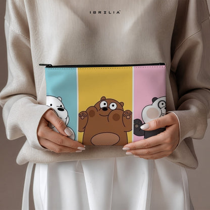 Pastel Cartoon Bears Makeup & Pencil Pouch – Double-Sided Print – IBRELIA™ IBRELIA