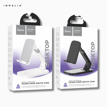 HOCO HD8 – Folding & Retractable Phone Desktop Stand – Premium Adjustable Holder (Black/White) – HOCO | IBRELIA™