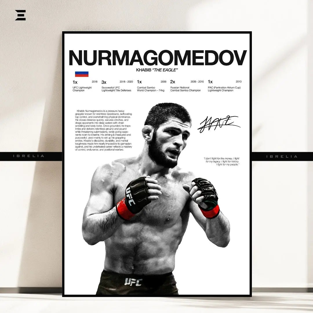 Premium Resin Coated Wall Art – Khabib Nurmagomedov Printed Signature Collectible Frame | IBRELIA Pakistan IBRELIA