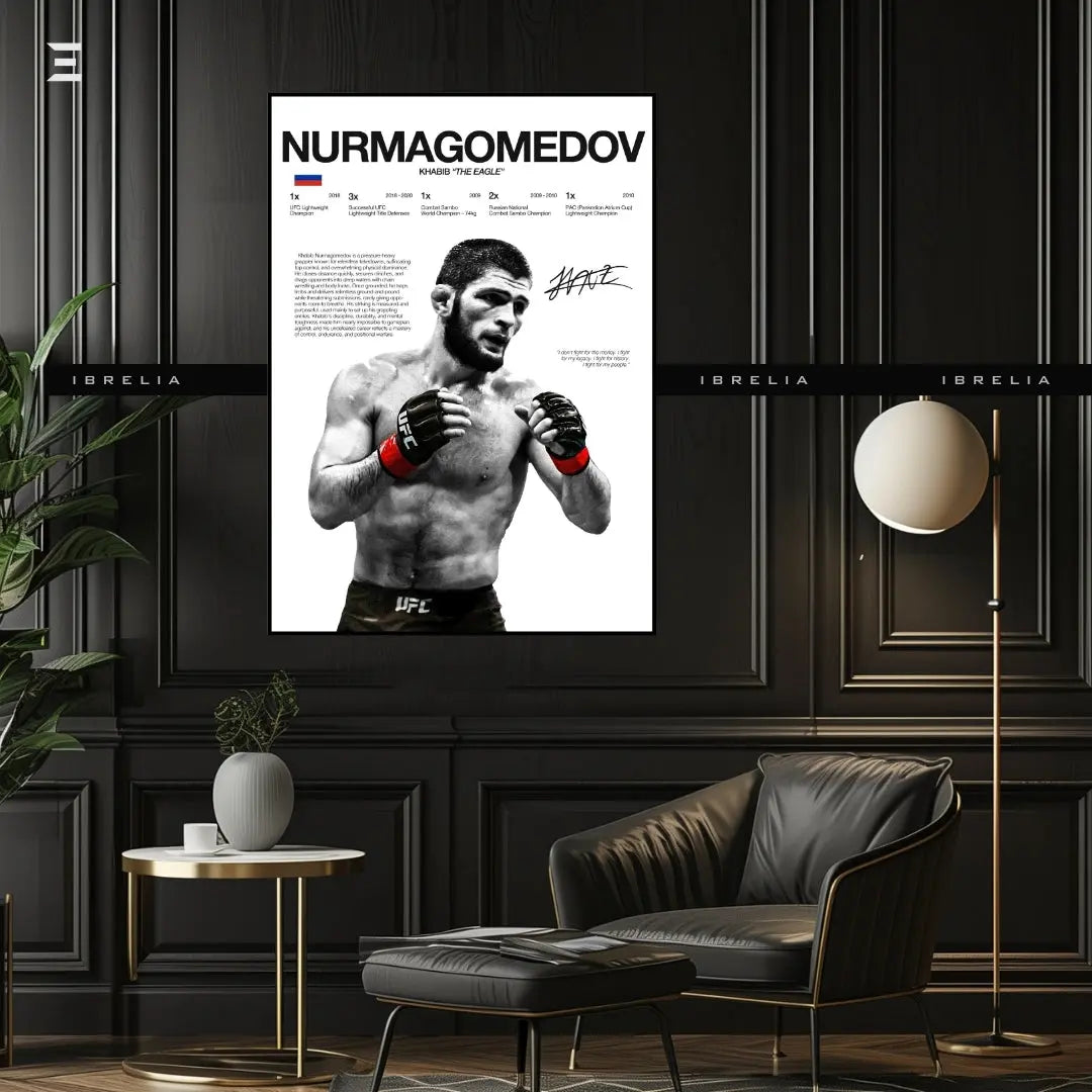 Premium Resin Coated Wall Art – Khabib Nurmagomedov Printed Signature Collectible Frame | IBRELIA Pakistan IBRELIA