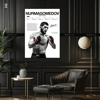 Premium Resin Coated Wall Art – Khabib Nurmagomedov Printed Signature Collectible Frame | IBRELIA Pakistan IBRELIA
