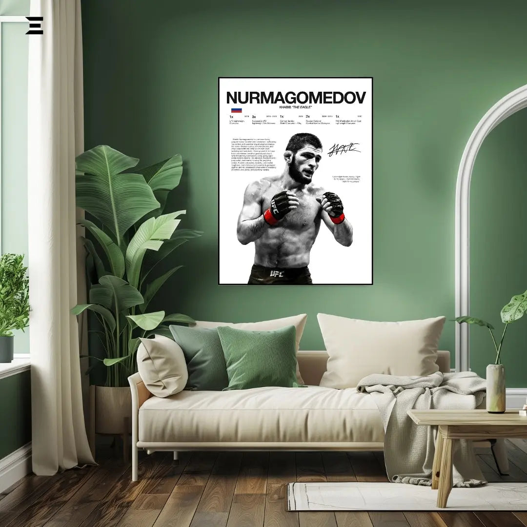 Premium Resin Coated Wall Art – Khabib Nurmagomedov Printed Signature Collectible Frame | IBRELIA Pakistan IBRELIA