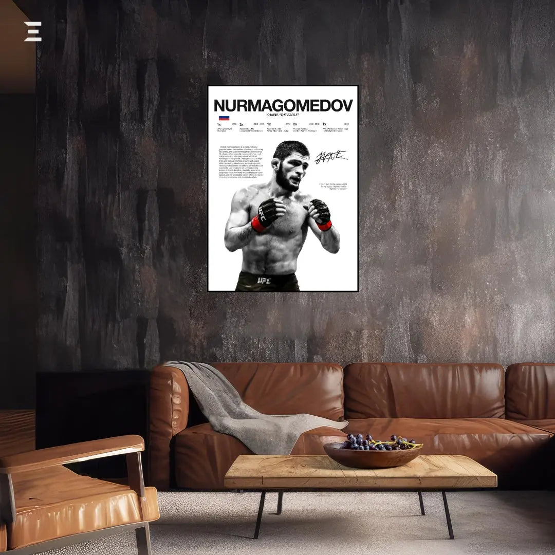 Premium Resin Coated Wall Art – Khabib Nurmagomedov Printed Signature Collectible Frame | IBRELIA Pakistan IBRELIA