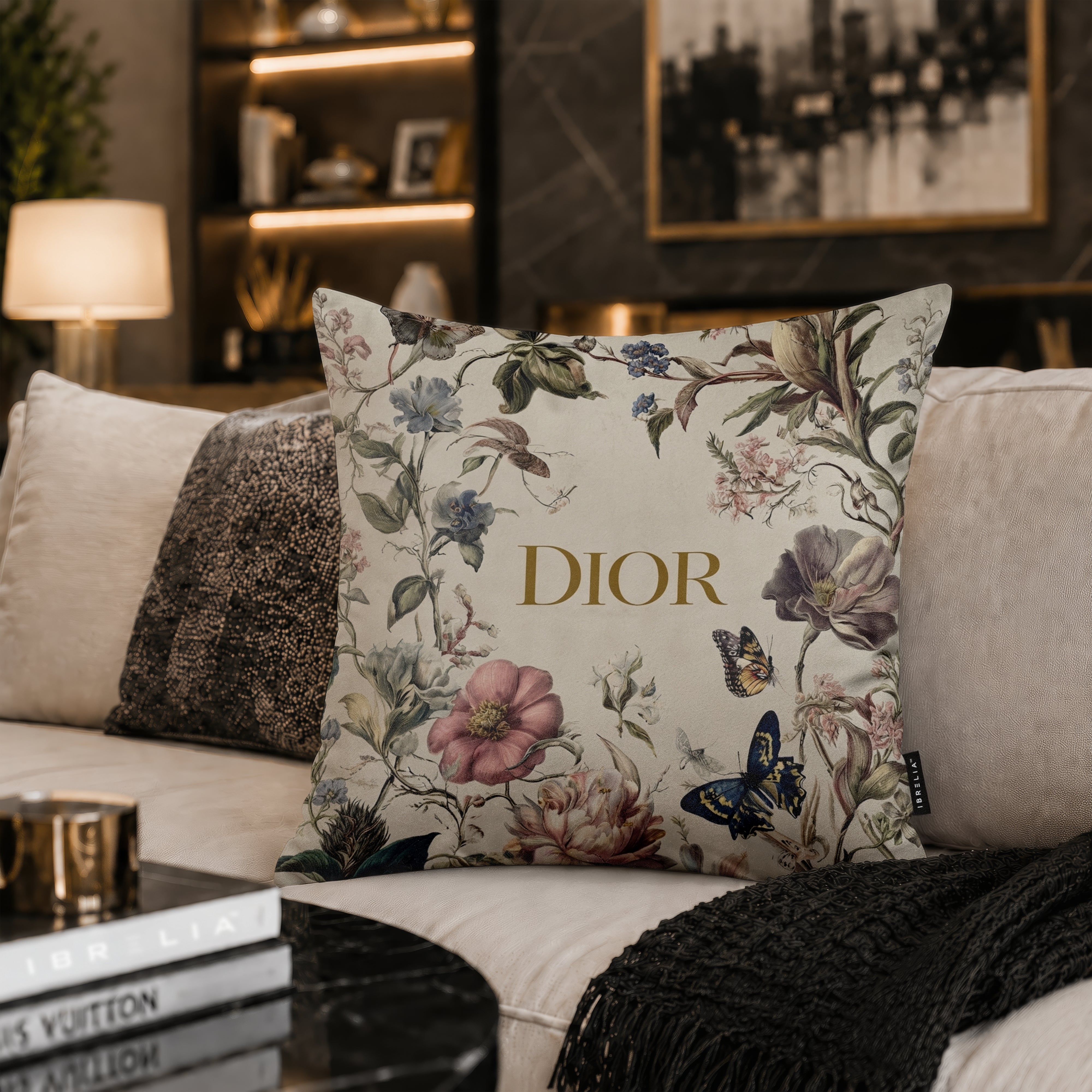 Luxury Floral Designer Cushion | Premium Velvet Suede | Double-Sided Print