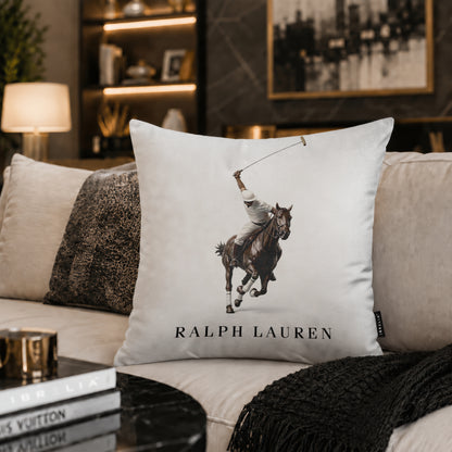 Polo Player Cushion | Premium Velvet Suede | Double-Sided Print