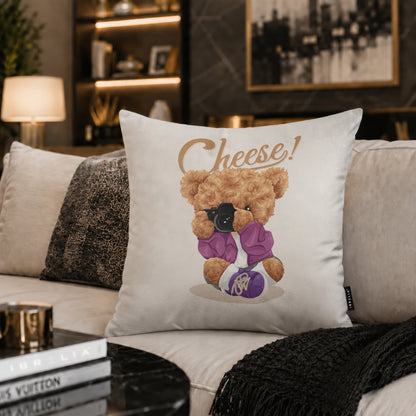 Cheese Teddy Cushion | Premium Velvet Suede | Double-Sided Print