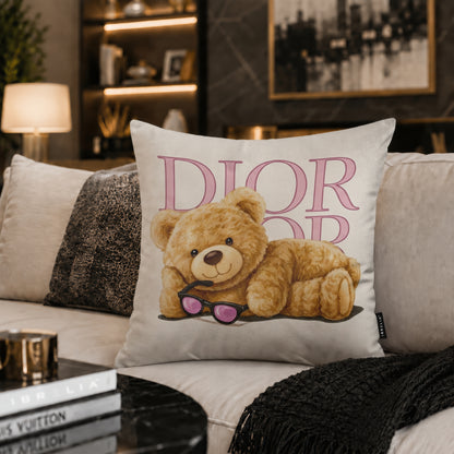 Dior Teddy Cushion | Premium Velvet Suede | Double-Sided Print