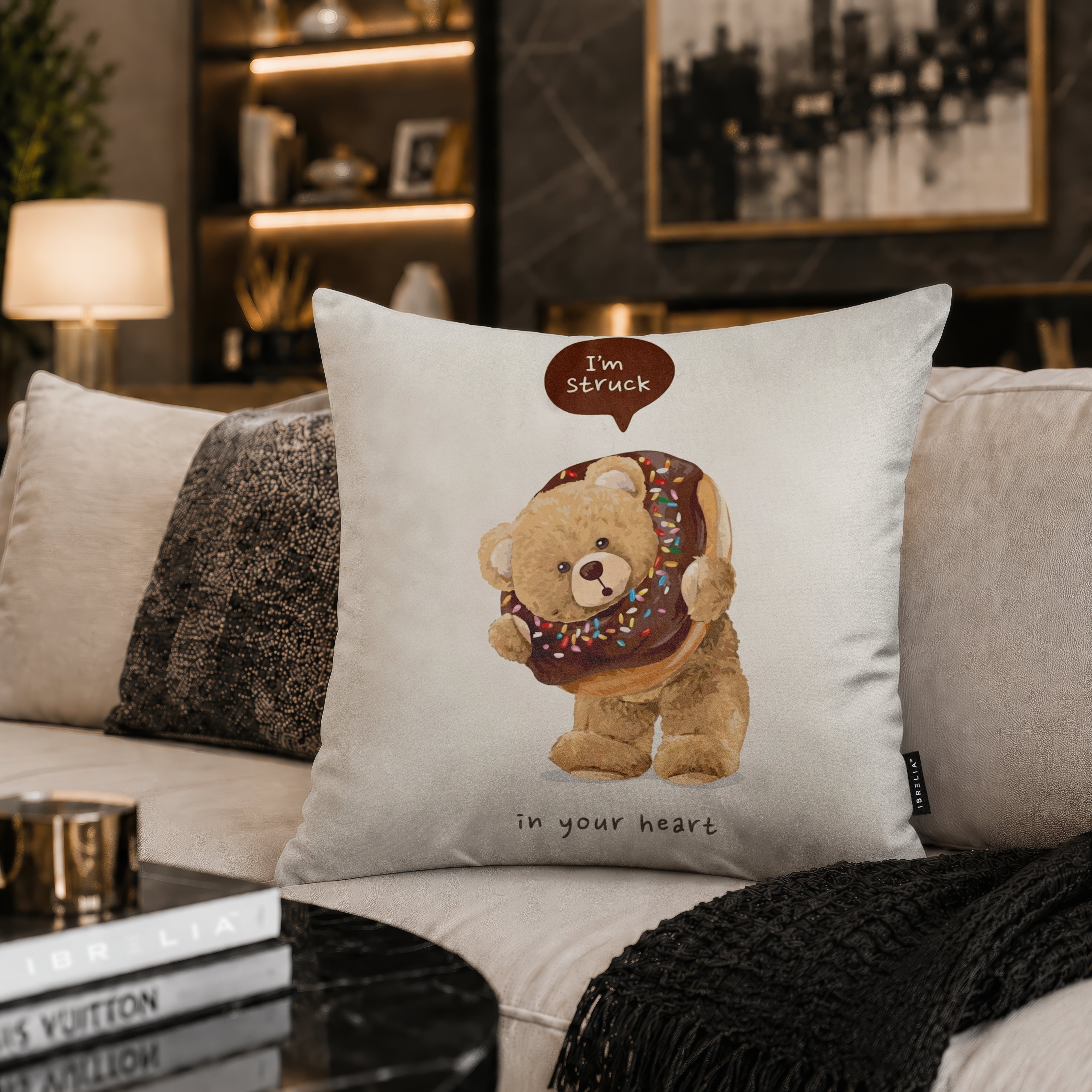 Sweet Donut Teddy Cushion | Premium Velvet Suede | Double-Sided Print