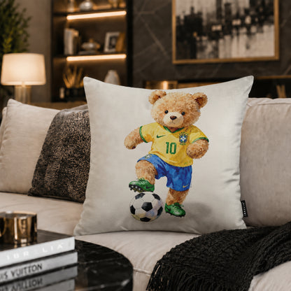 Neymar Jr Teddy Football Cushion | Premium Velvet Suede | Double-Sided Print