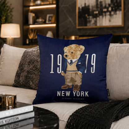 Classic Teddy Bear Velvet Suede Decorative Cushion | Premium Double-Sided Print