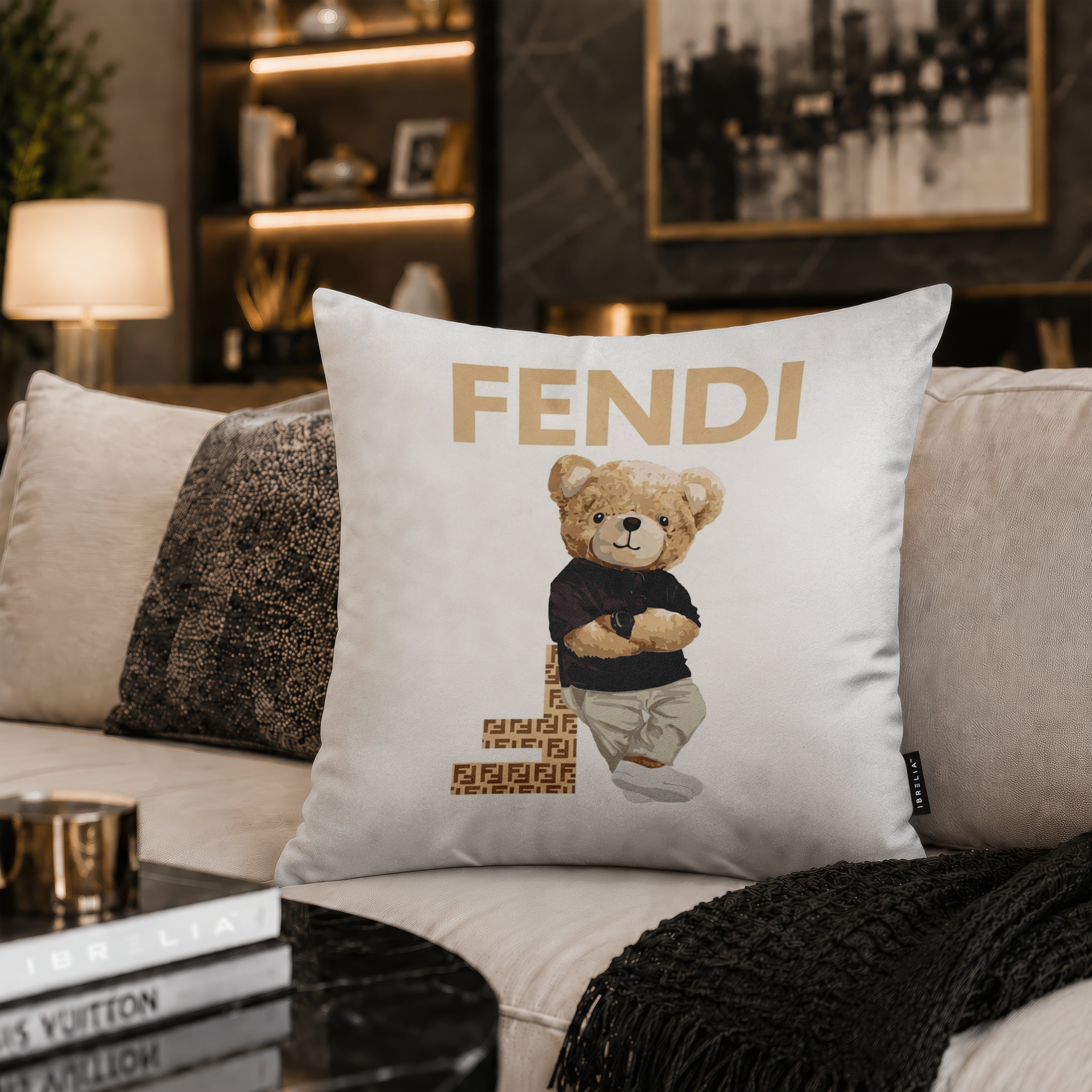 Luxury Teddy Bear Velvet Suede Decorative Cushion | Premium Double-Sided Print