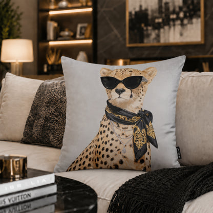 Luxury Cheetah Velvet Suede Decorative Cushion | Premium Double-Sided Print