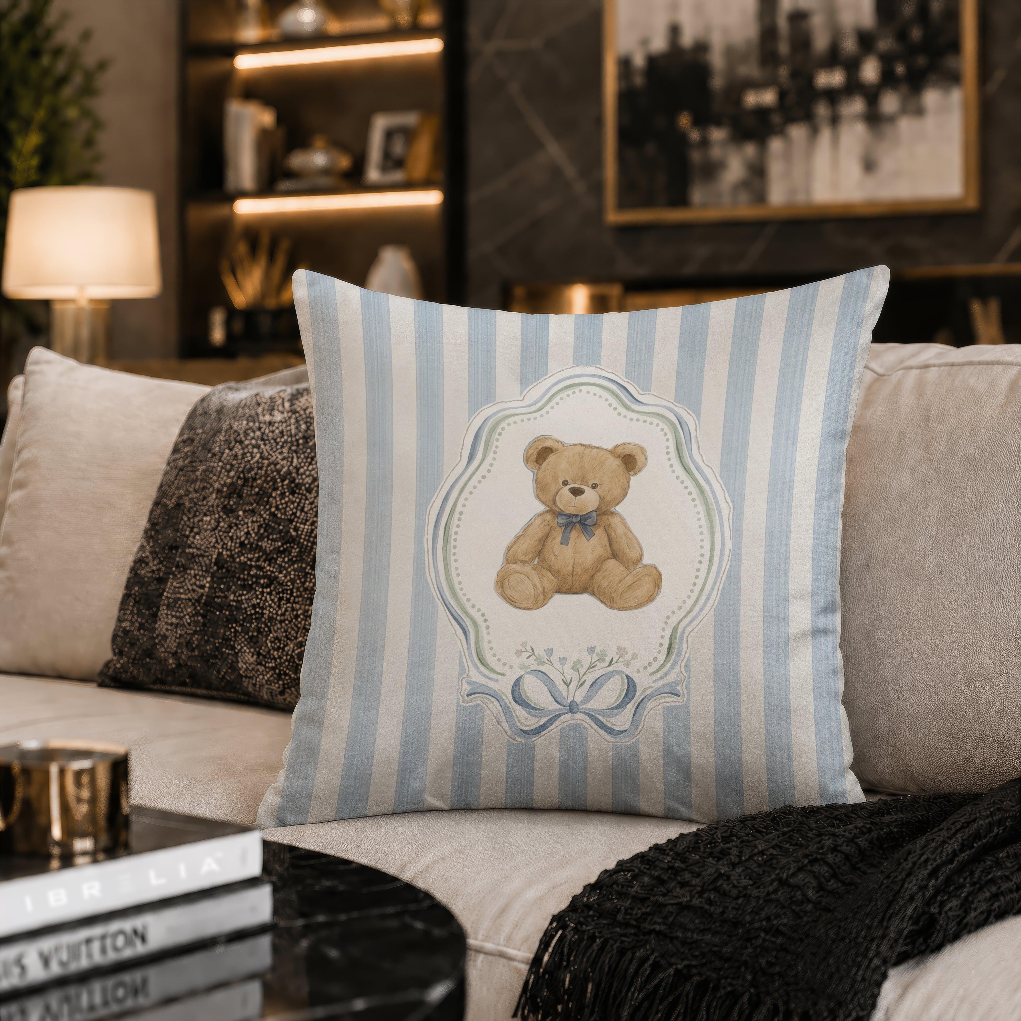 Cute Teddy Bear Baby Cushion | Premium Velvet Suede | Double-Sided Print