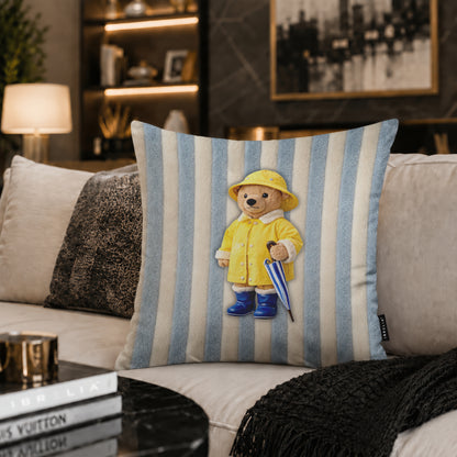 Little Rain Bear Cushion | Premium Velvet Suede | Double-Sided Print