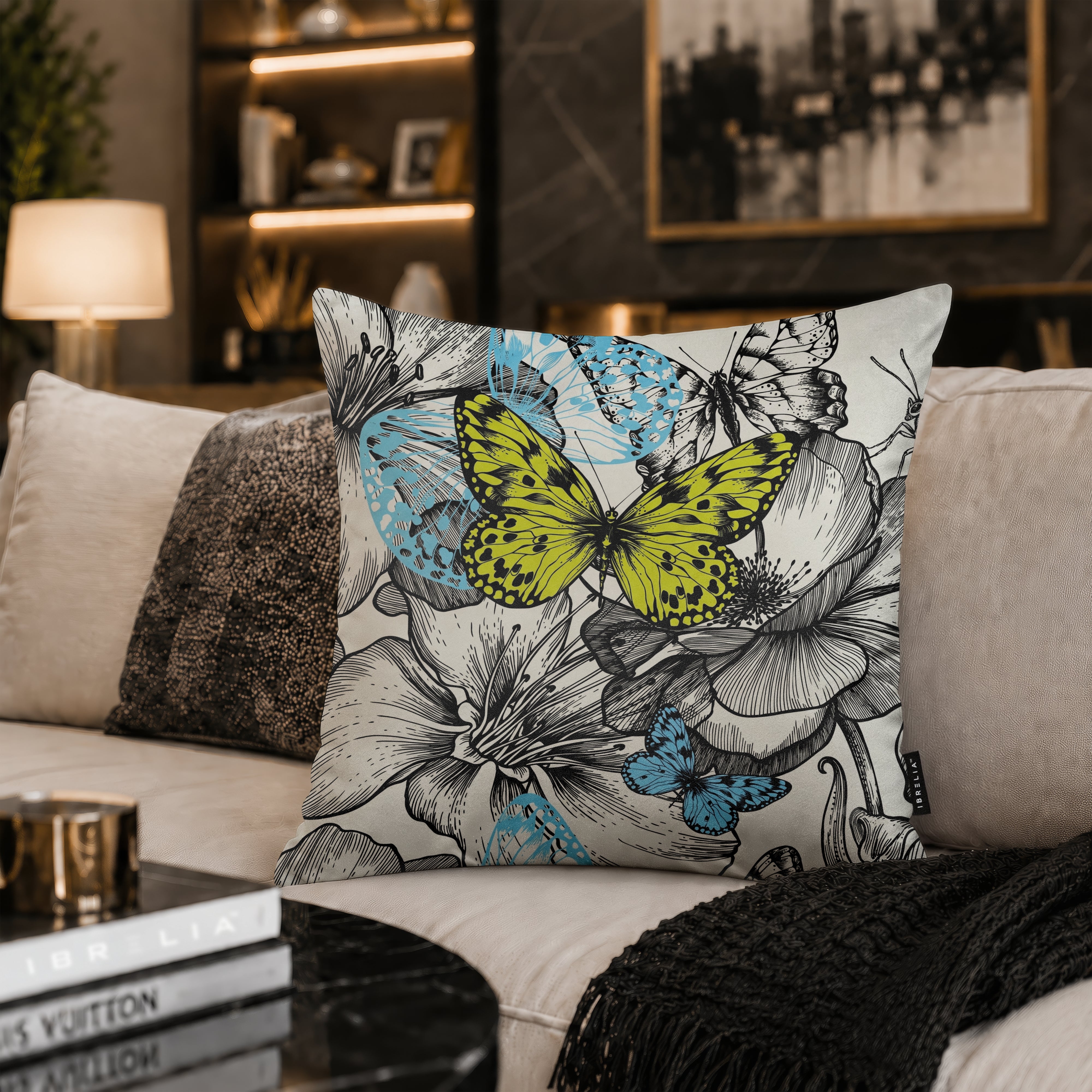 Butterfly Bloom Cushion | Premium Velvet Suede | Double-Sided Print