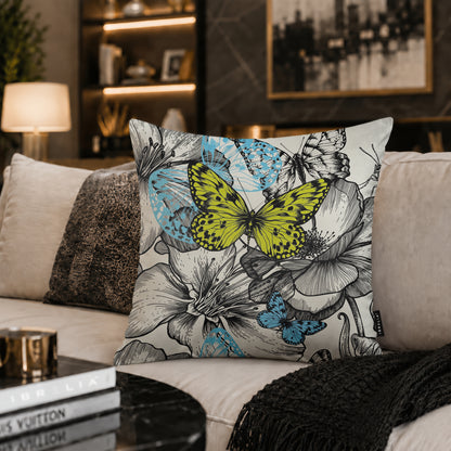 Butterfly Bloom Cushion | Premium Velvet Suede | Double-Sided Print