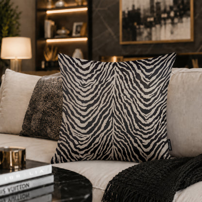 Modern Zebra Pattern Cushion | Premium Velvet Suede | Double-Sided Print