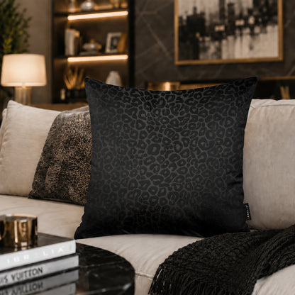 Midnight Leopard Print Cushion | Premium Velvet Suede | Double-Sided Print