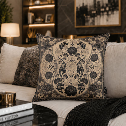 Vintage Botanical Leopard Cushion | Premium Velvet Suede | Double-Sided Print