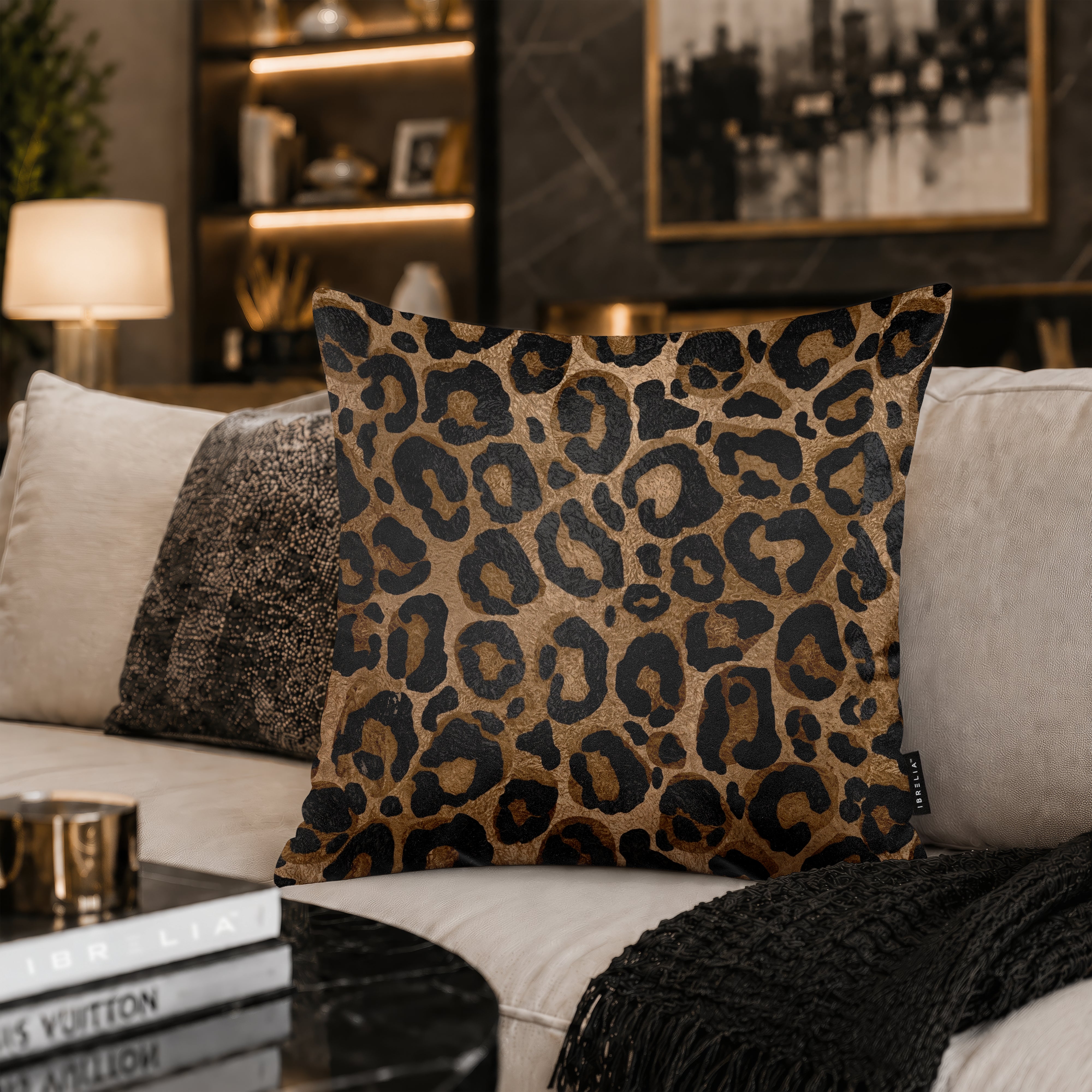 Classic Leopard Print Cushion | Premium Velvet Suede | Double-Sided Print