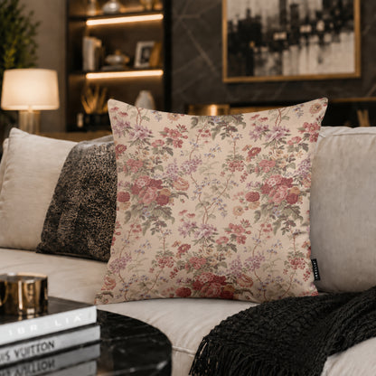 Vintage Floral Cottage Cushion | Premium Velvet Suede | Double-Sided Print