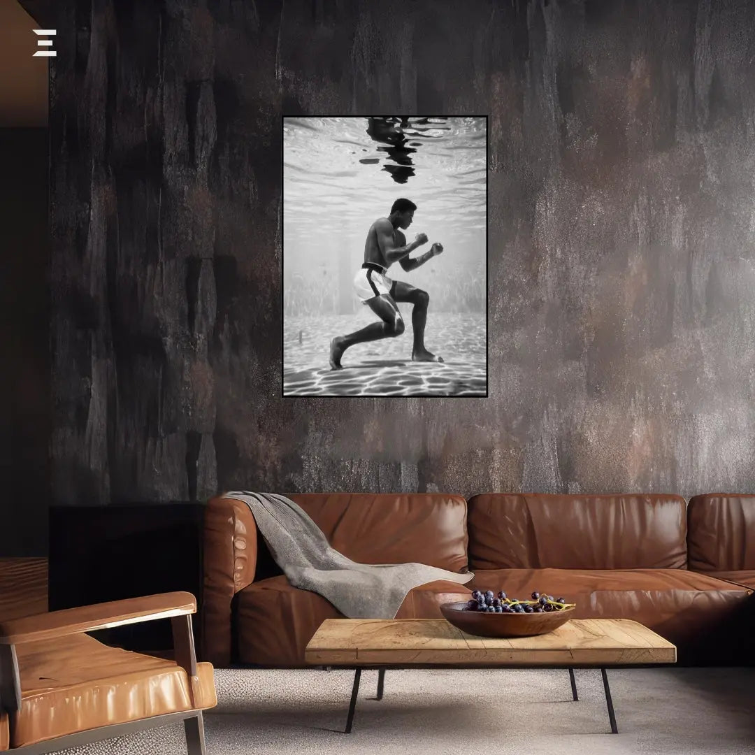 Premium Resin Coated Wall Art – Muhammad Ali Underwater Boxing Frame | IBRELIA Pakistan IBRELIA