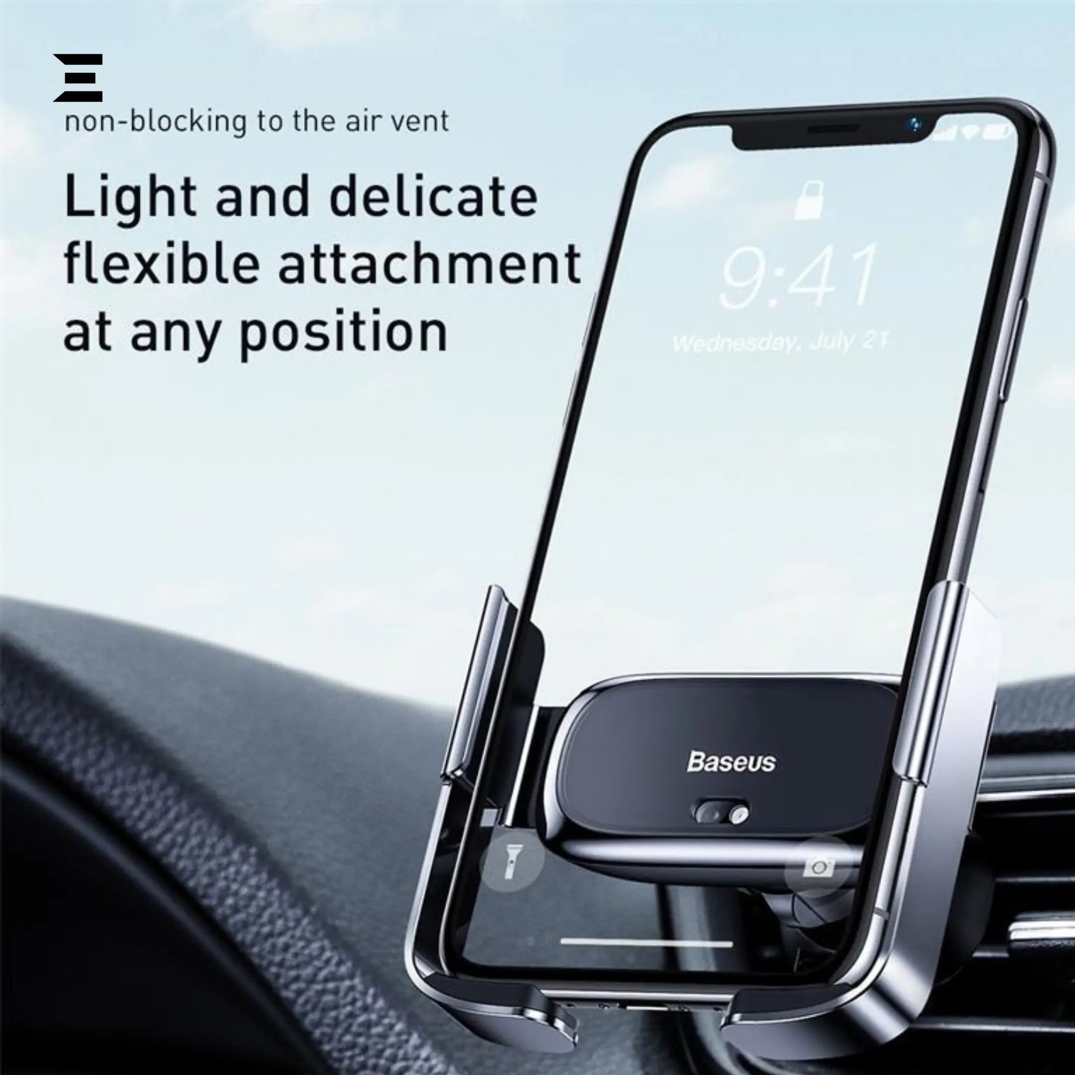 Baseus Mini Smart Electric Car Phone Holder – 360° Rotatable (Black) - IBRELIA