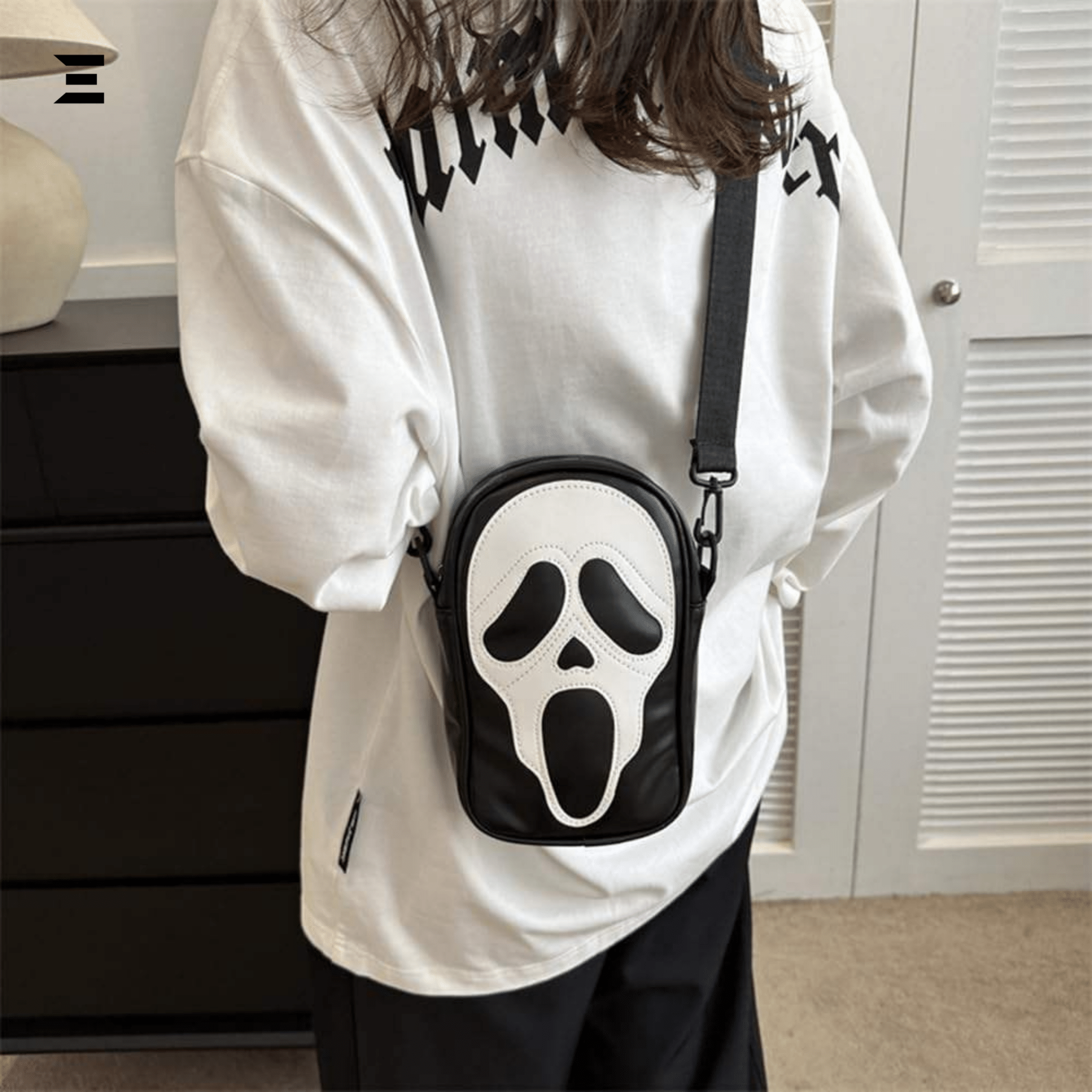 Scream Ghostface Crossbody Bag – Gothic Skull Shoulder Purse (Black) | IBRELIA™ - IBRELIA