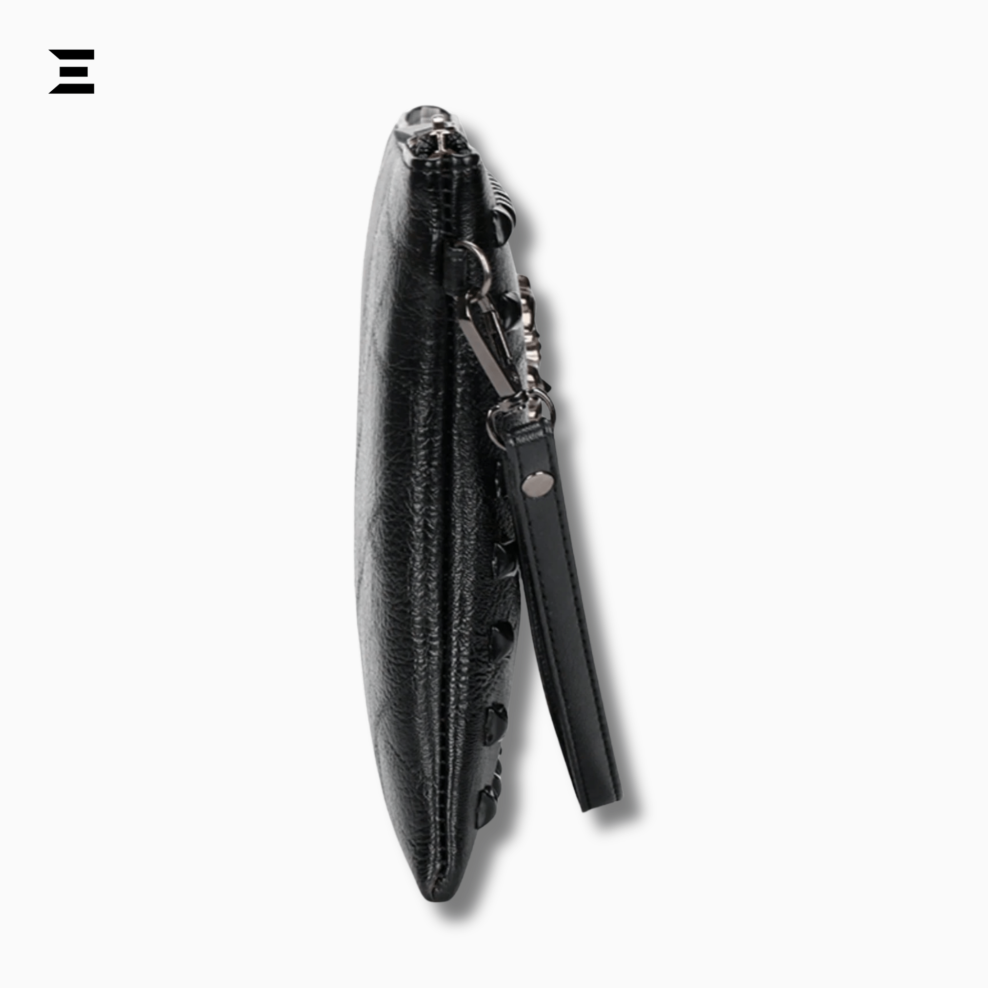 Black Skull Rivet Leather Clutch – Men’s Punk - Style Handbag | IBRELIA™ - IBRELIA