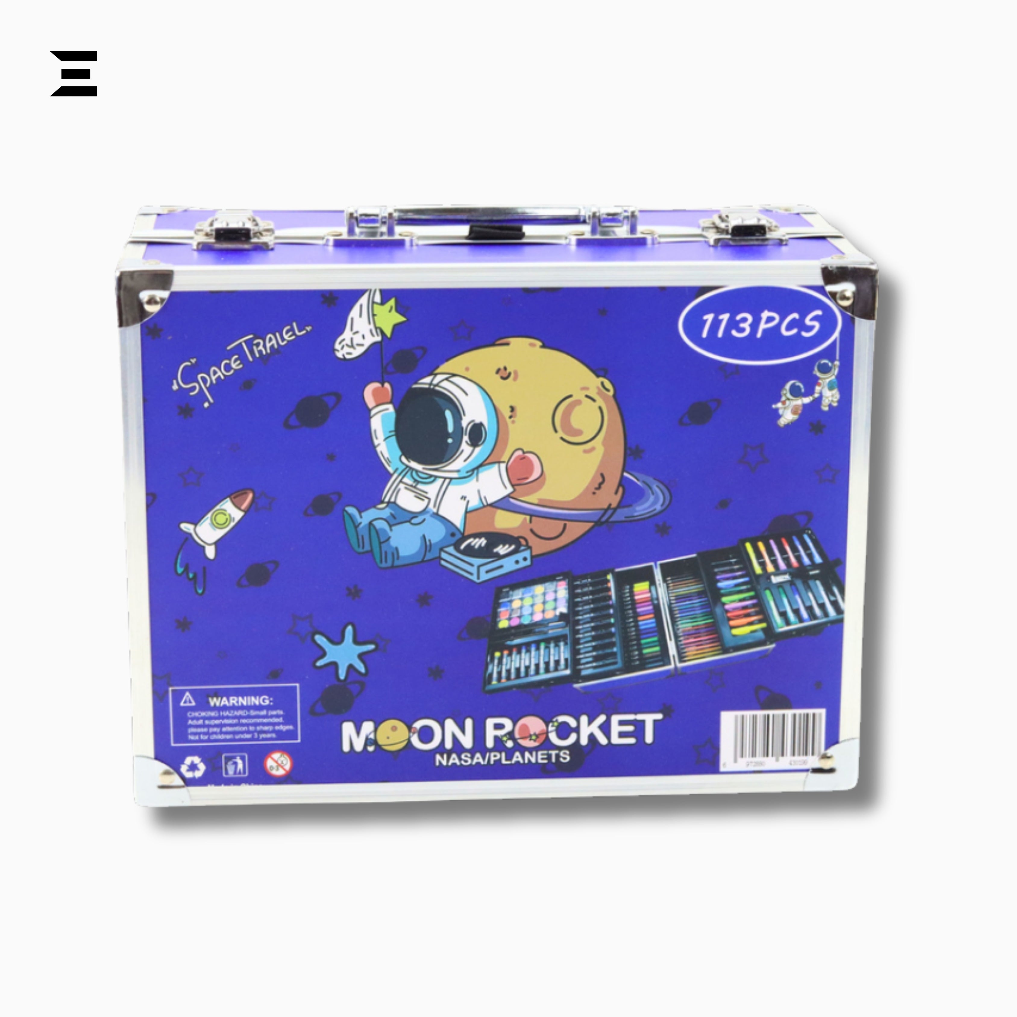 Moon Rocket 133 PCS Kids Art & Coloring Set – NASA Space Theme Drawing Kit | IBRELIA™ IBRELIA