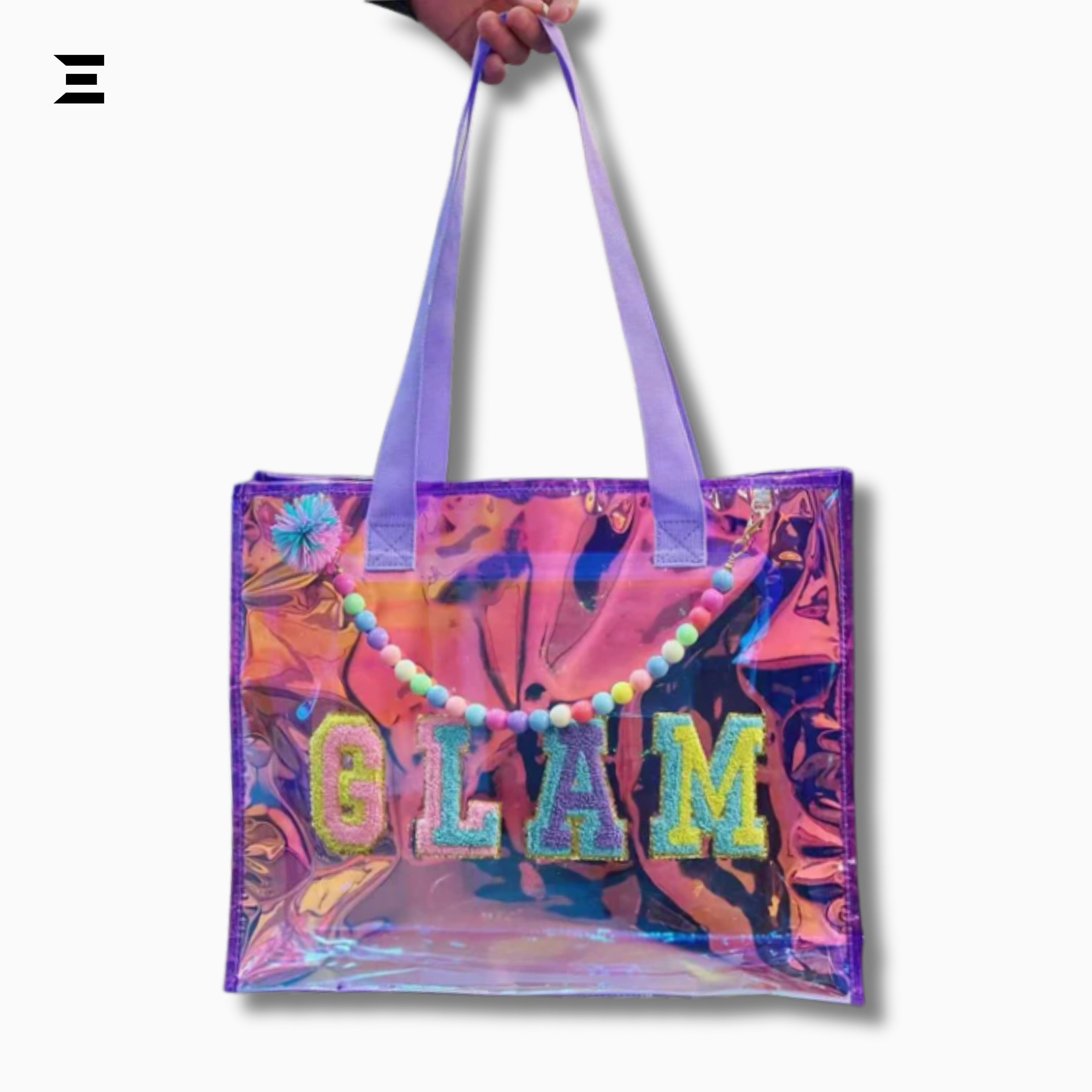 GLAM Crystal Holographic Kids Tote Bag – PVC School & Activity Bag 40×15×33 cm | IBRELIA™ IBRELIA